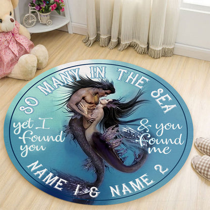 So Many In The Sea - Personalized Mermaid Round Rug