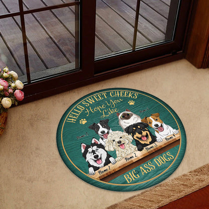 Hello Sweet Cheeks - Personalized Dog Shaped Doormat