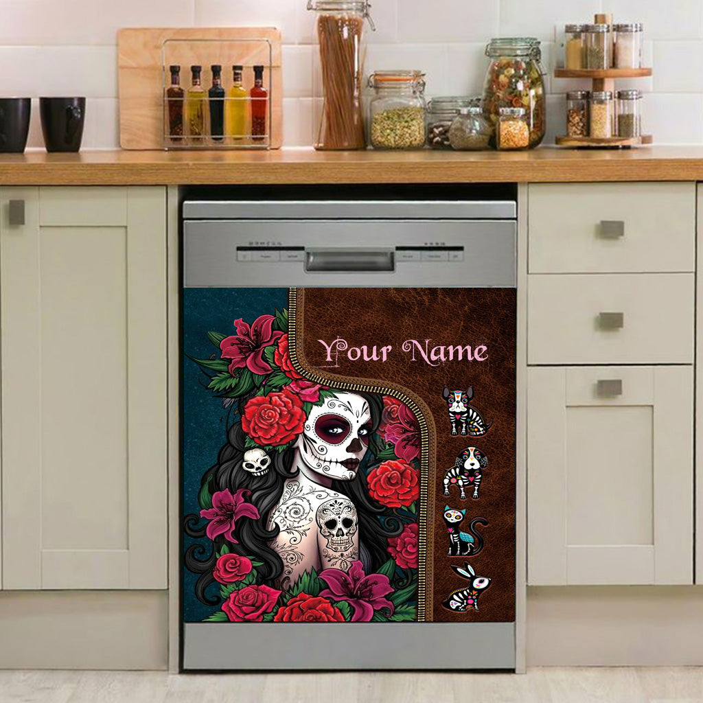 Day Of The Dead - Personalized Latina Women Dishwasher Cover