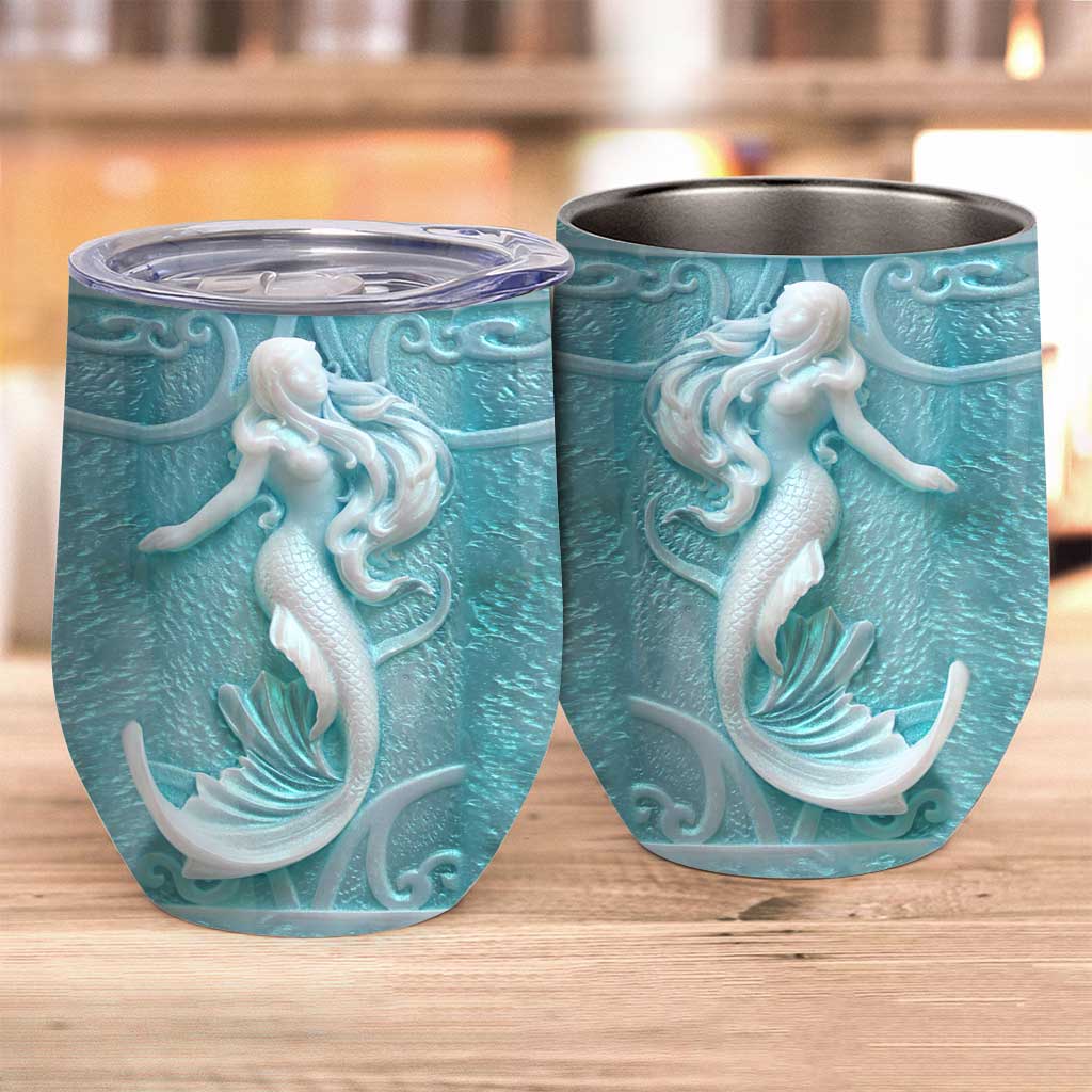 Ocean 3D Pattern Print - Mermaid Wine Tumbler
