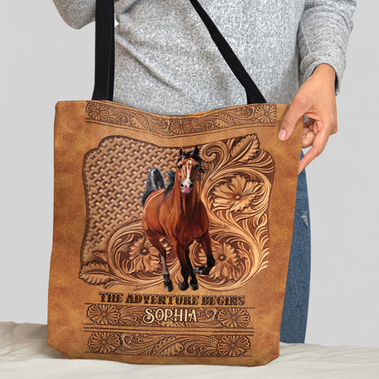 The Adventure Begins - Personalized Horse Tote Bag