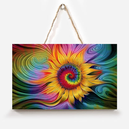 Sunflower - Hippie Rectangle Wood Sign