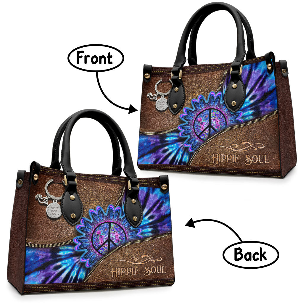 Peace Love Joy - Hippie Leather Handbag