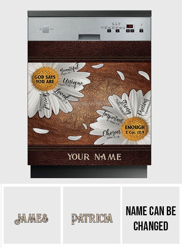 God Says You Are - Personalized Christian Dishwasher Cover