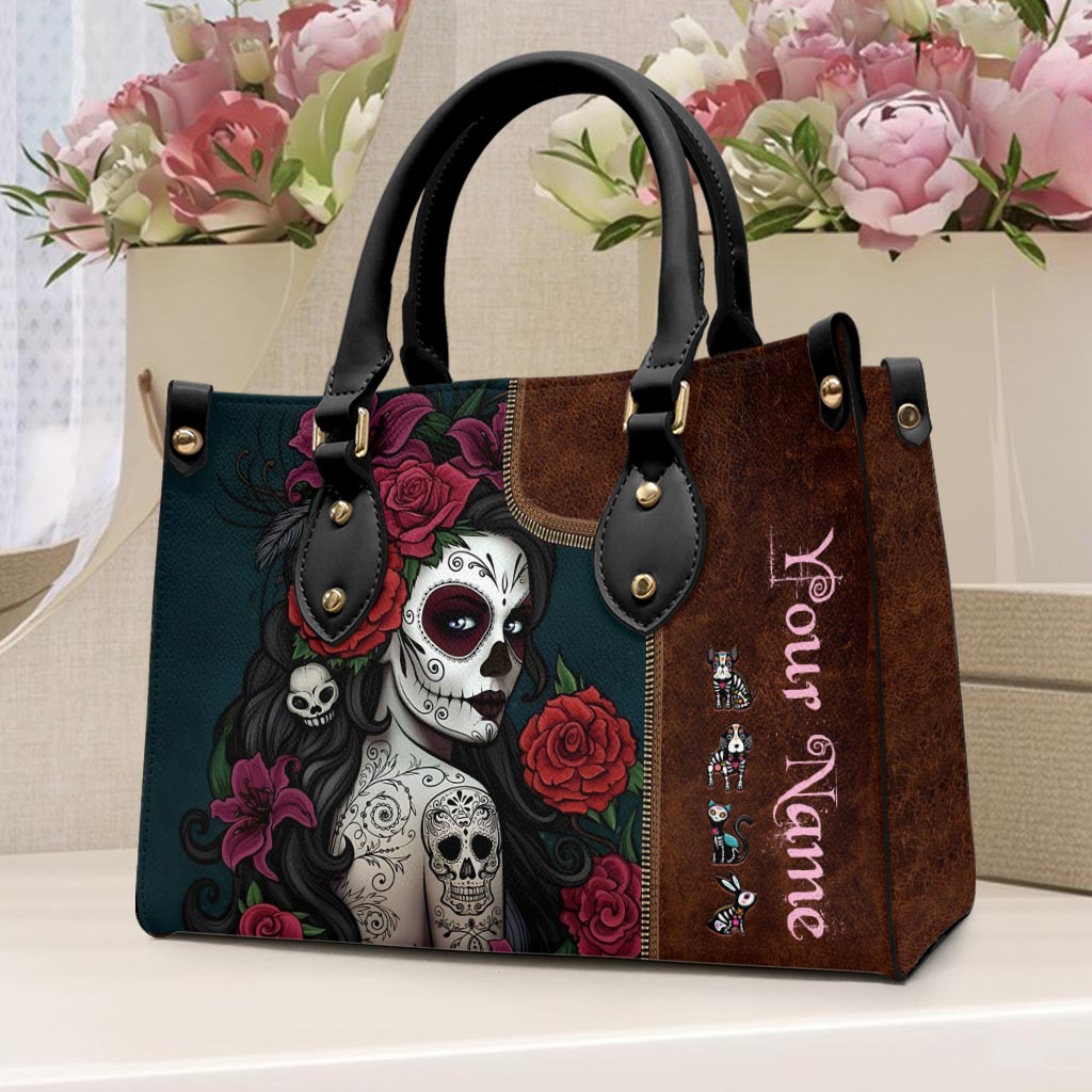 Day Of The Dead - Personalized Latina Women Leather Handbag