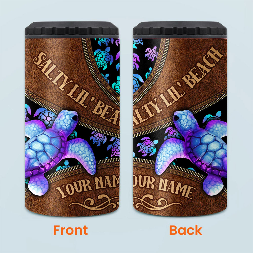 Salty Lil' Beach - Personalized Turtle Can Cooler