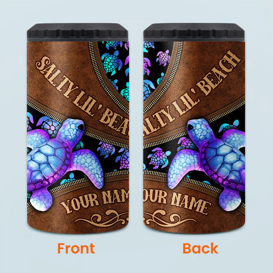 Salty Lil' Beach - Personalized Turtle Can Cooler