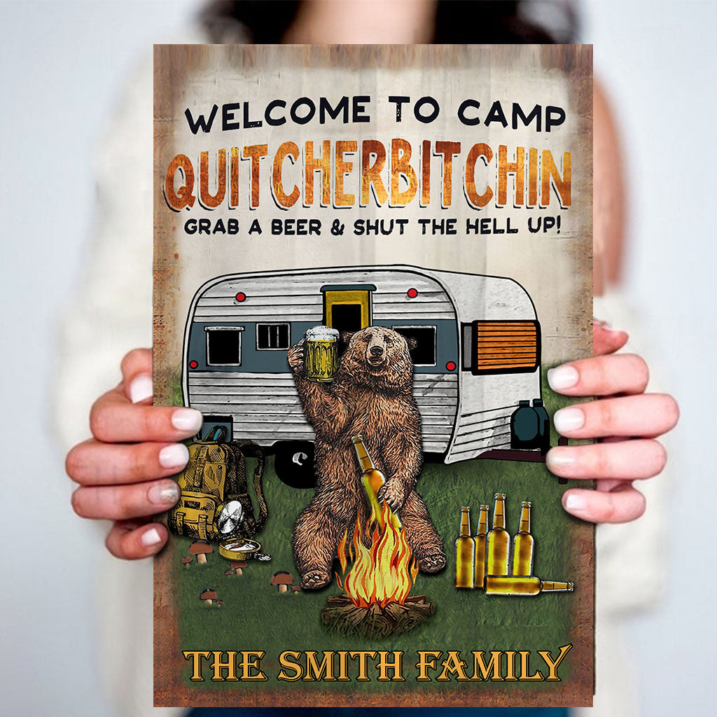 Welcome To Camp Quitcherbitchin - Personalized Camping Rectangle Wood Sign