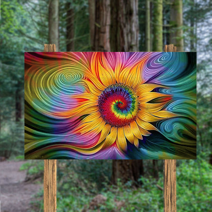 Sunflower - Hippie Rectangle Wood Sign