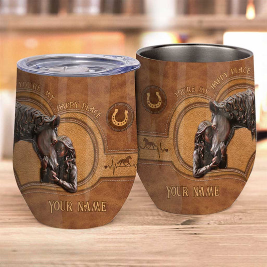 You're My Happy Place - Personalized Horse Wine Tumbler