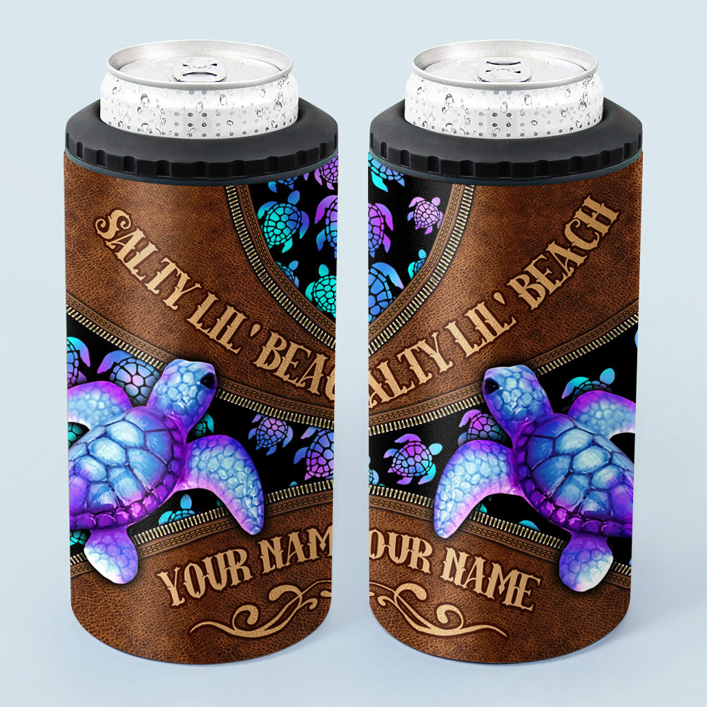 Salty Lil' Beach - Personalized Turtle Can Cooler