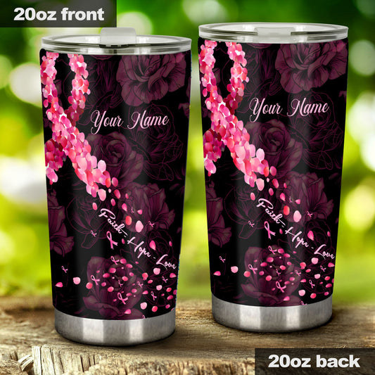 Faith Hope Love - Personalized Breast Cancer Awareness Tumbler