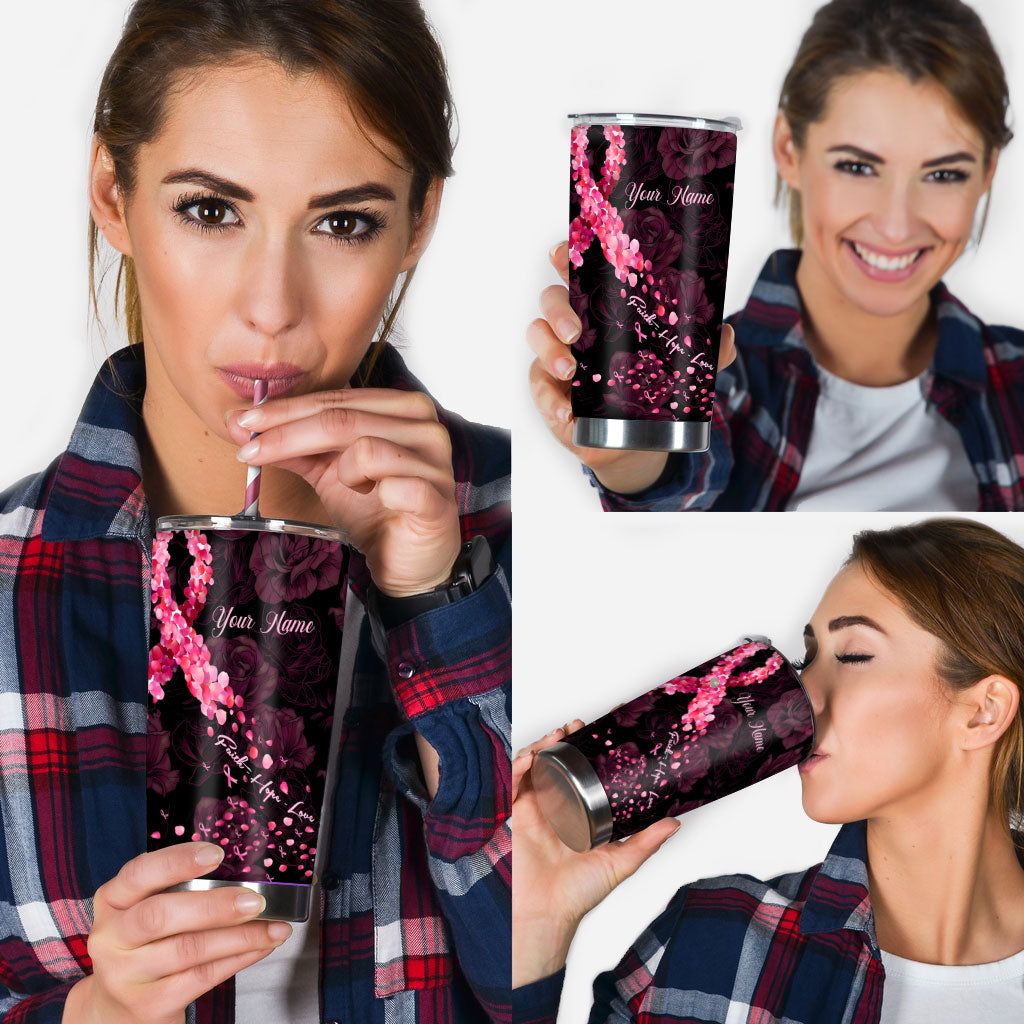 Faith Hope Love - Personalized Breast Cancer Awareness Tumbler
