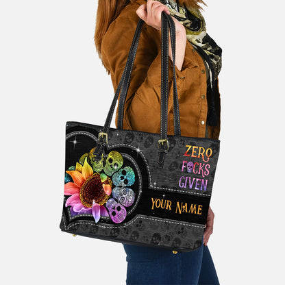 Zero Fk Given - Personalized Skull Leather Bag