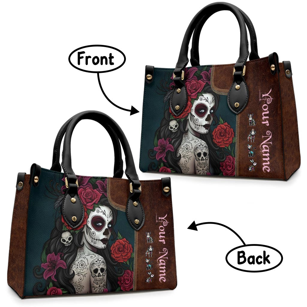 Day Of The Dead - Personalized Latina Women Leather Handbag