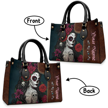 Day Of The Dead - Personalized Latina Women Leather Handbag