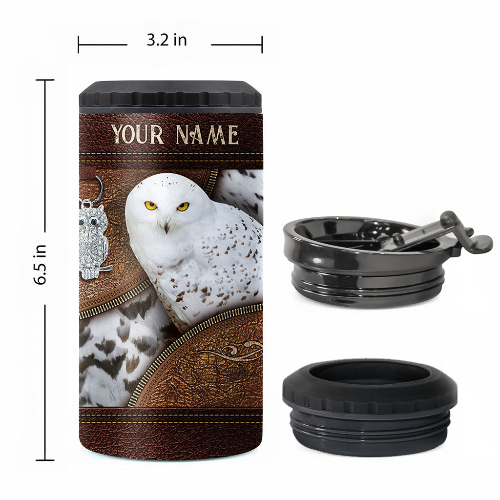 Snowy Owl - Personalized Owl Can Cooler