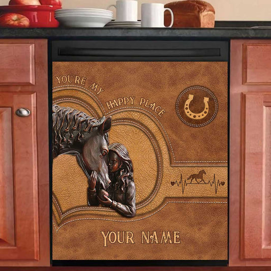 You're My Happy Place - Personalized Horse Dishwasher Cover