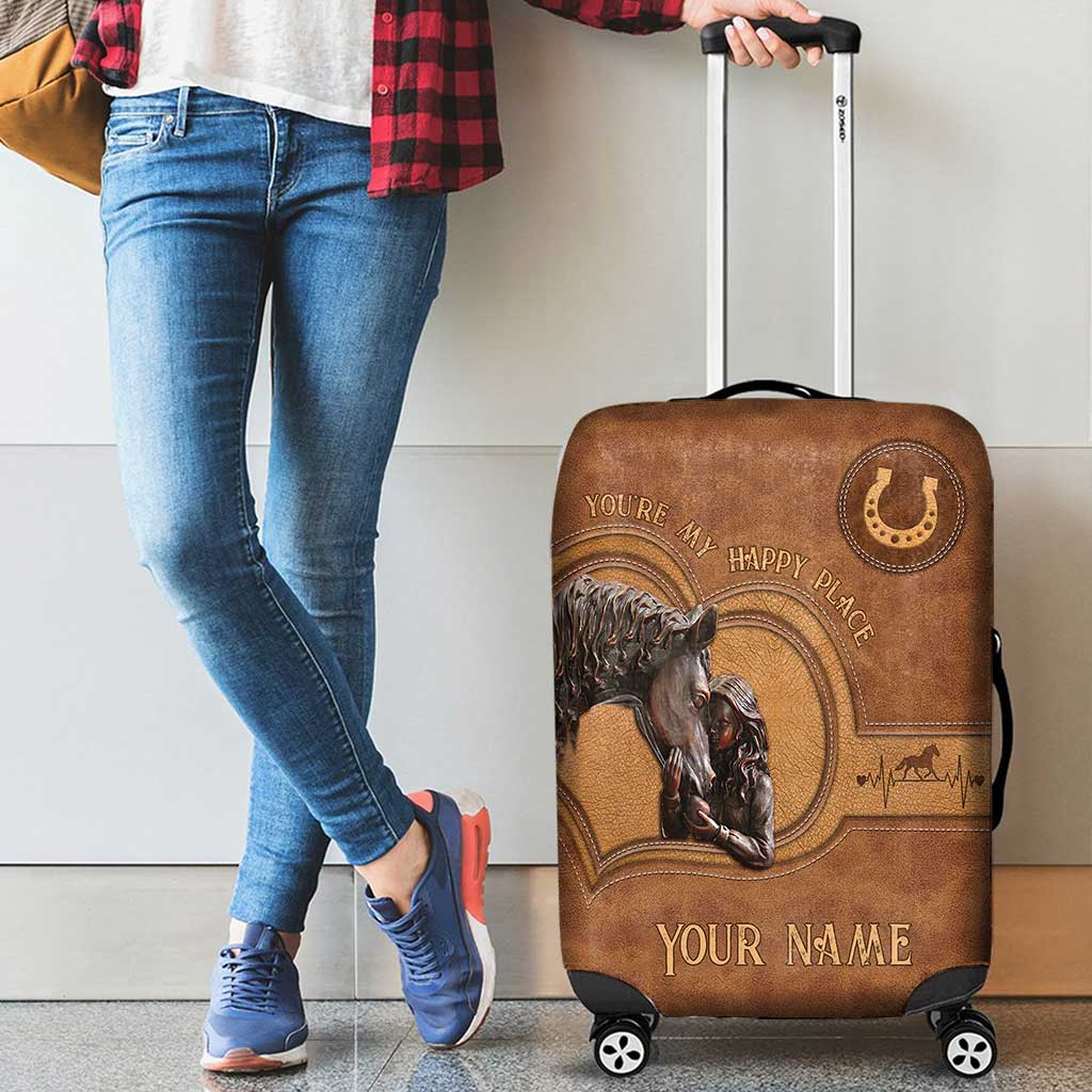 You're My Happy Place - Personalized Horse Luggage Cover