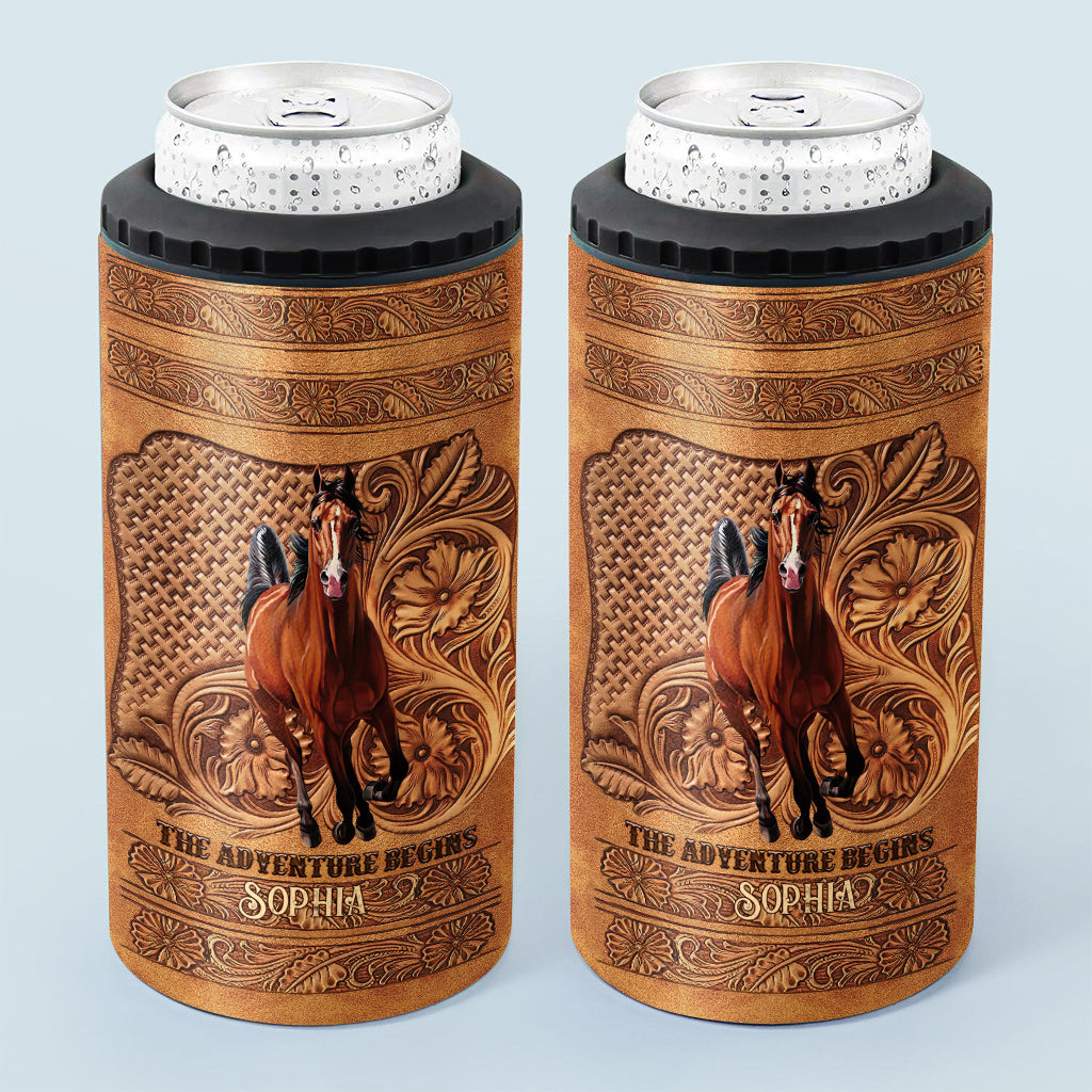The Adventure Begins - Personalized Horse Can Cooler