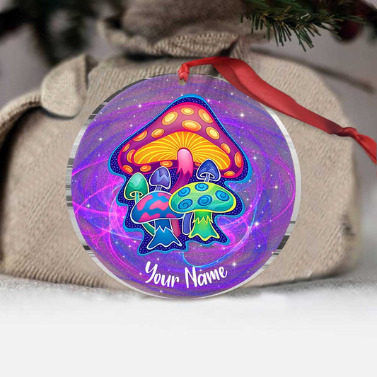 Colorful Mushroom - Personalized Christmas Magic Mushroom Transparent Ornament