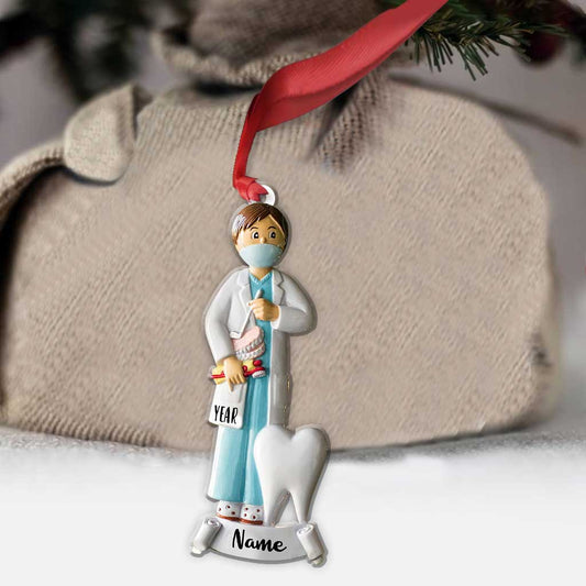 Male Dentist Medical Profession - Personalized Christmas Ornament (Printed On Both Sides)