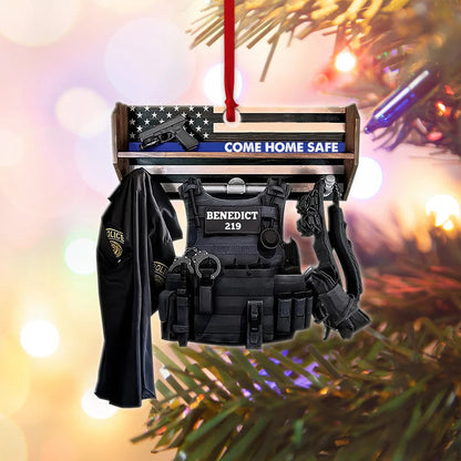 Police Storage Shelf Come Home Safe - Personalized Police Officer Ornament (Printed On Both Sides) 1022