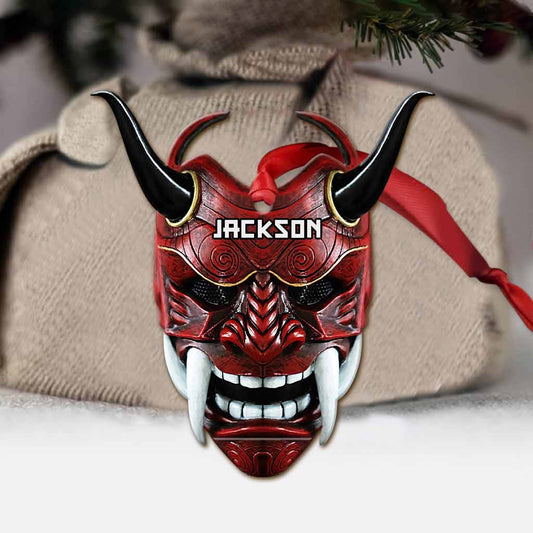 Samurai Assassin Mask Lover - Personalized Christmas Samurai Ornament (Printed On Both Sides)