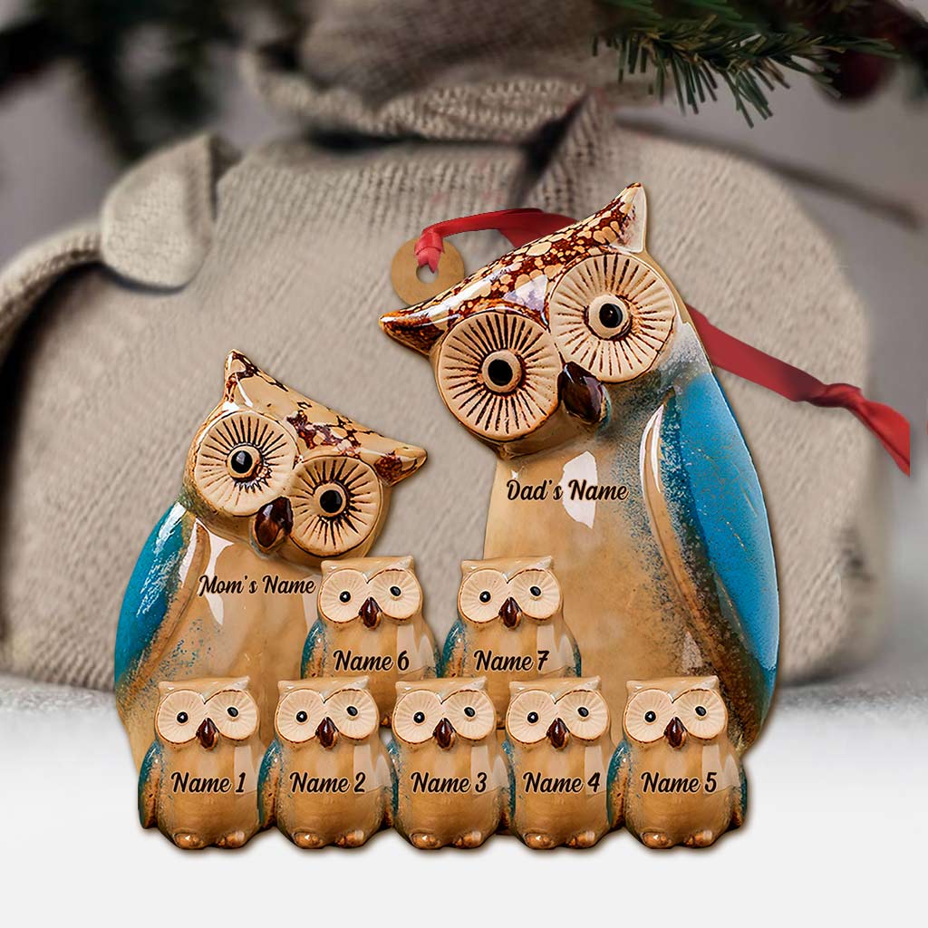 Owl Family - Personalized Christmas Ornament (Printed On Both Sides)