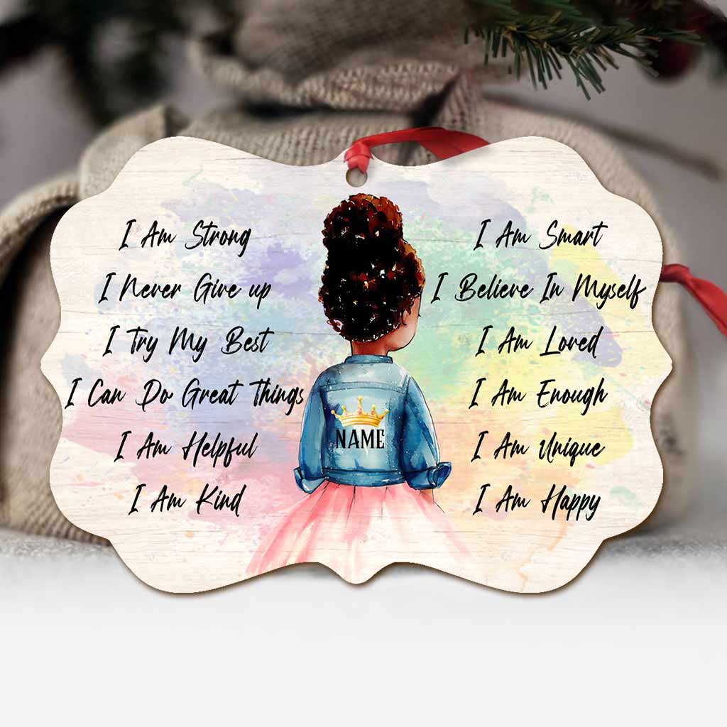 I Am Strong - Personalized African American Ornament (Printed On Both Sides)