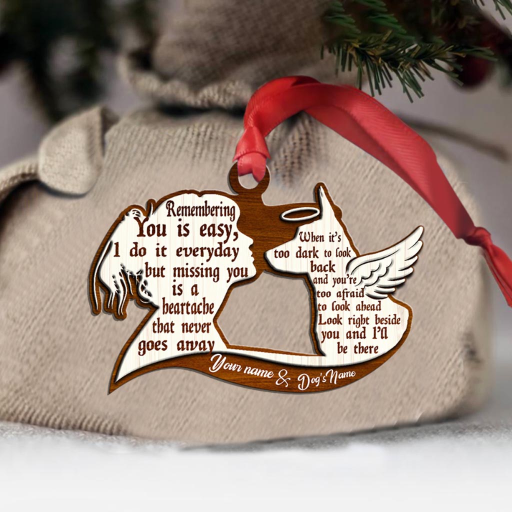 Remembering You Is Easy - Personalized Christmas German Shepherd Dog Ornament (Printed On Both Sides)