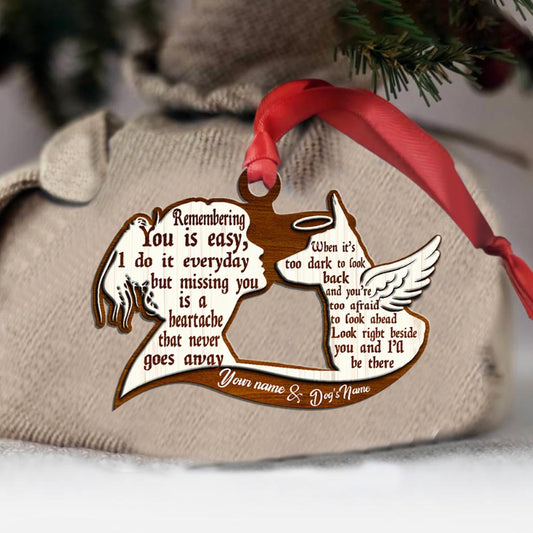 Remembering You Is Easy - Personalized Christmas German Shepherd Dog Ornament (Printed On Both Sides)