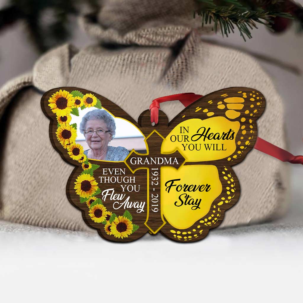 Forever Stay In Our Hearts - Personalized Christmas Memorial Ornament (Printed On Both Sides)