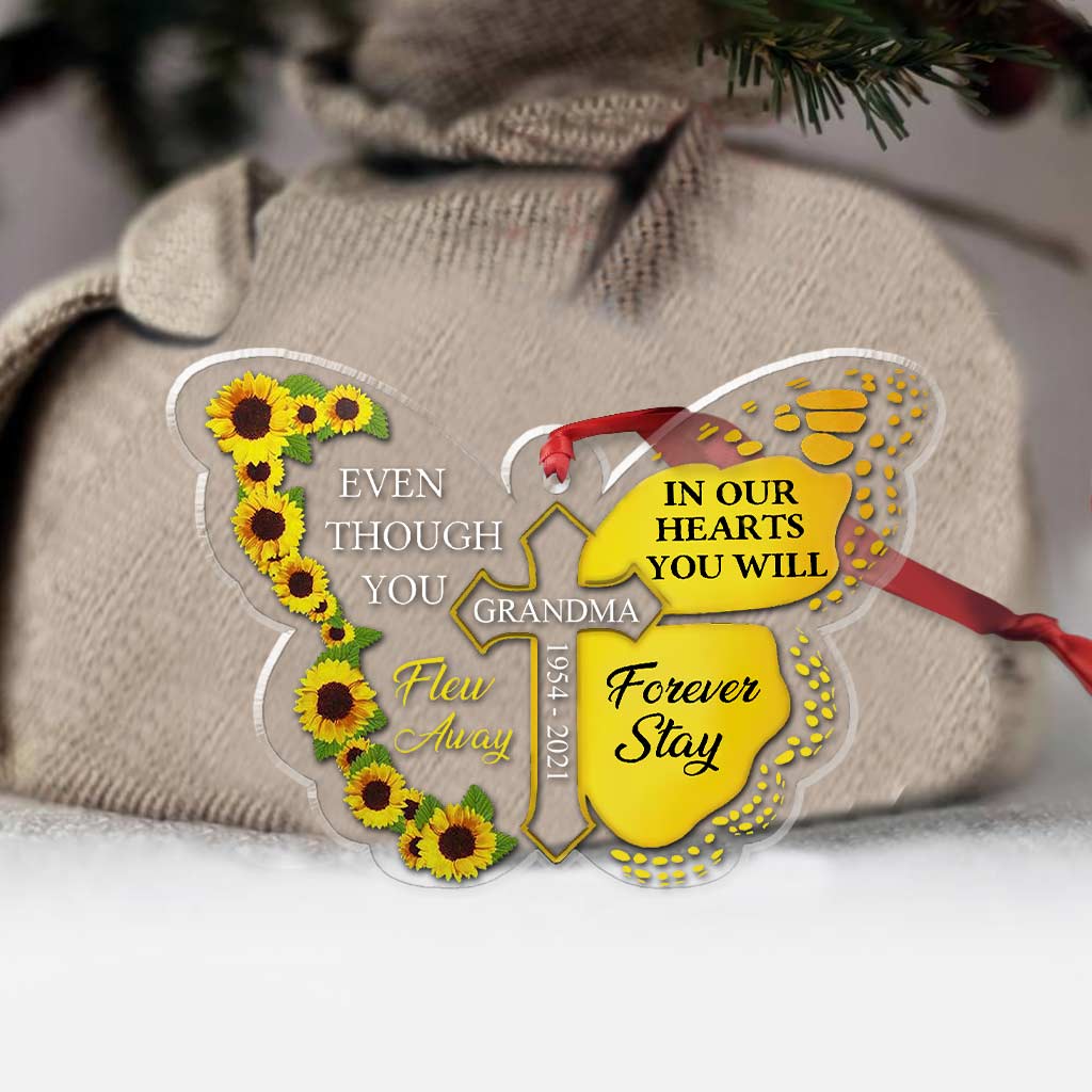 Forever Stay In Our Hearts - Personalized Christmas Memorial Transparent Ornament