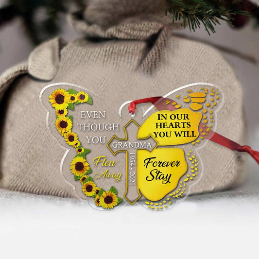 Forever Stay In Our Hearts - Personalized Christmas Memorial Transparent Ornament