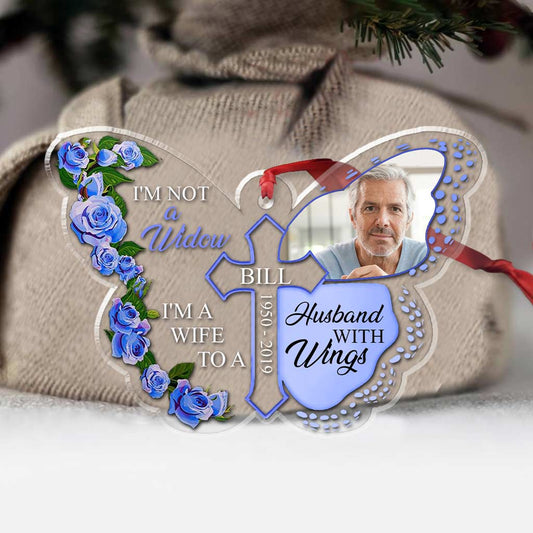 Husband With Wings - Personalized Christmas Memorial Transparent Ornament