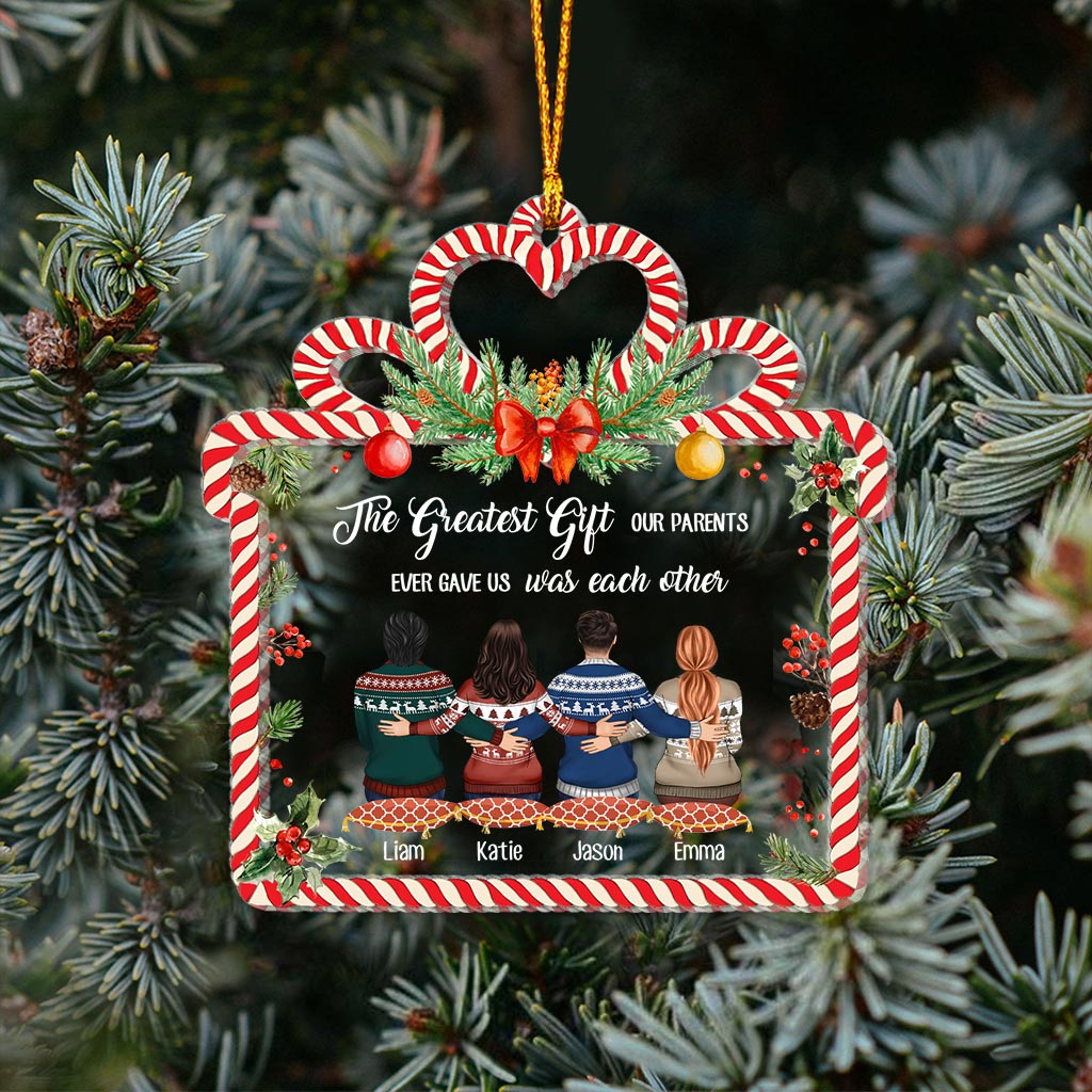 The Greatest Gift - Personalized Christmas Sibling Transparent Ornament