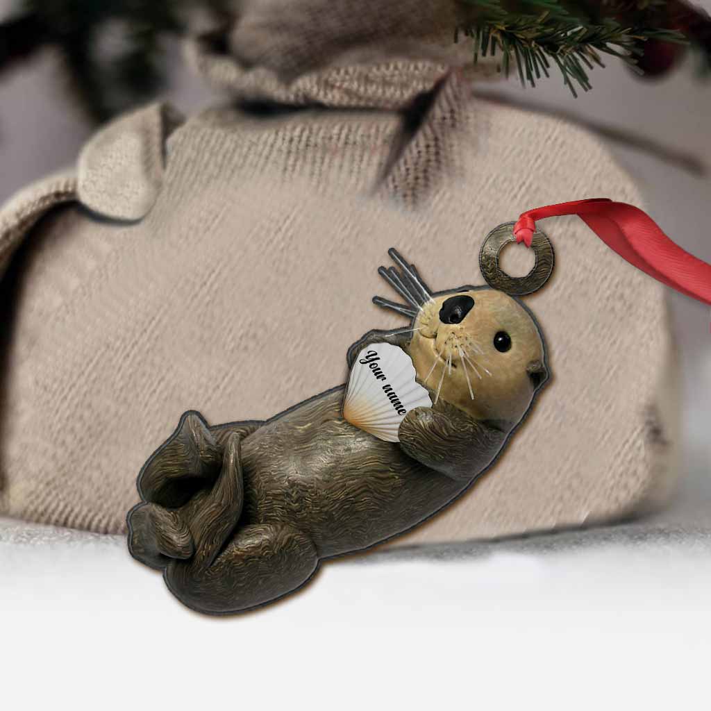 Christmas Otter - Personalized Christmas Otter Ornament (Printed On Both Sides)