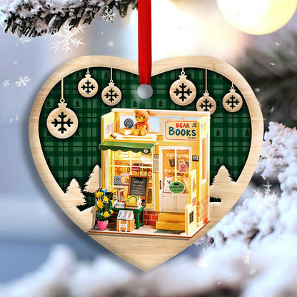 Bookstore Christmas Book Lover Snowflower - Book Ornament (Printed On Both Sides) 1122
