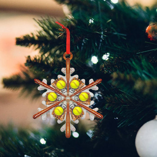 Softball Snow Flake - Softball Ornament (Printed On Both Sides) 1122