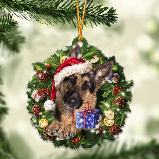 German Shepherd Christmas Wreath German Shepherd - Dog Ornament (Printed On Both Sides) 1022