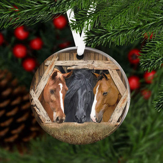 Horses Barn - Horse Ornament (Printed On Both Sides) 1022
