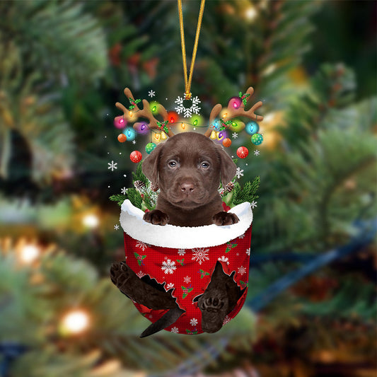 Labrador Puppy In Pocket Labrador - Retriever Ornament (Printed On Both Sides) 1022