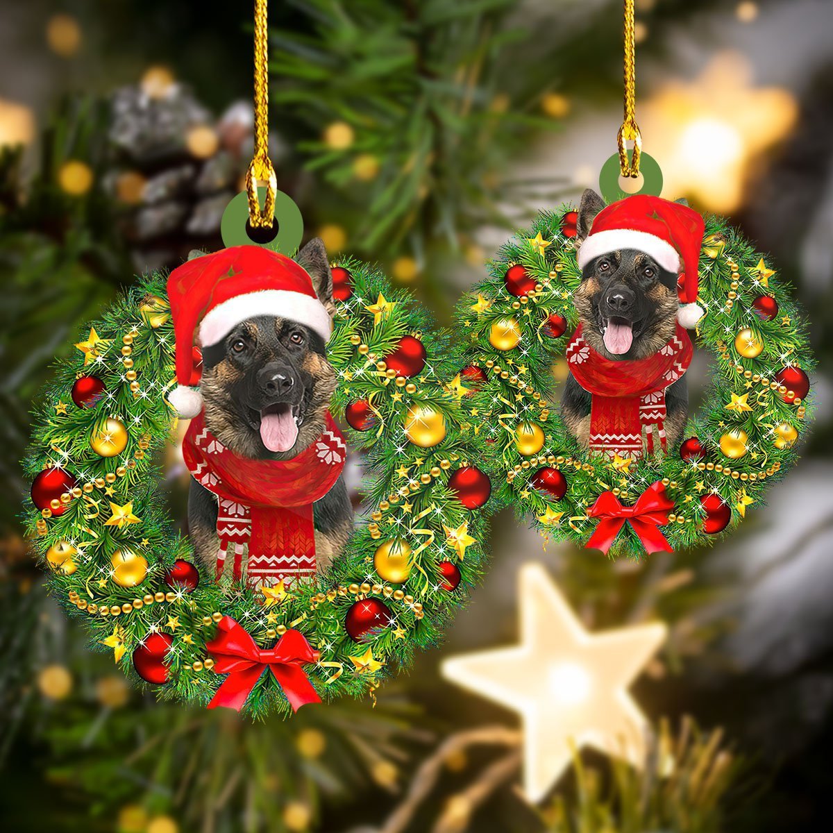 German Shepherd Christmas Wreath German Shepherd - Dog Ornament (Printed On Both Sides) 1022