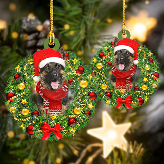 German Shepherd Christmas Wreath German Shepherd - Dog Ornament (Printed On Both Sides) 1022