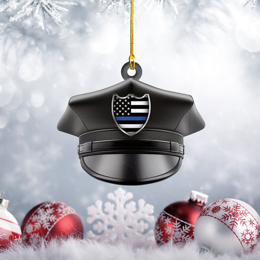 Police Hat - Police Officer Ornament (Printed On Both Sides) 1022