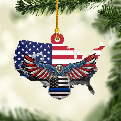 Police US Eagle Flag - Police Officer Ornament (Printed On Both Sides) 1022