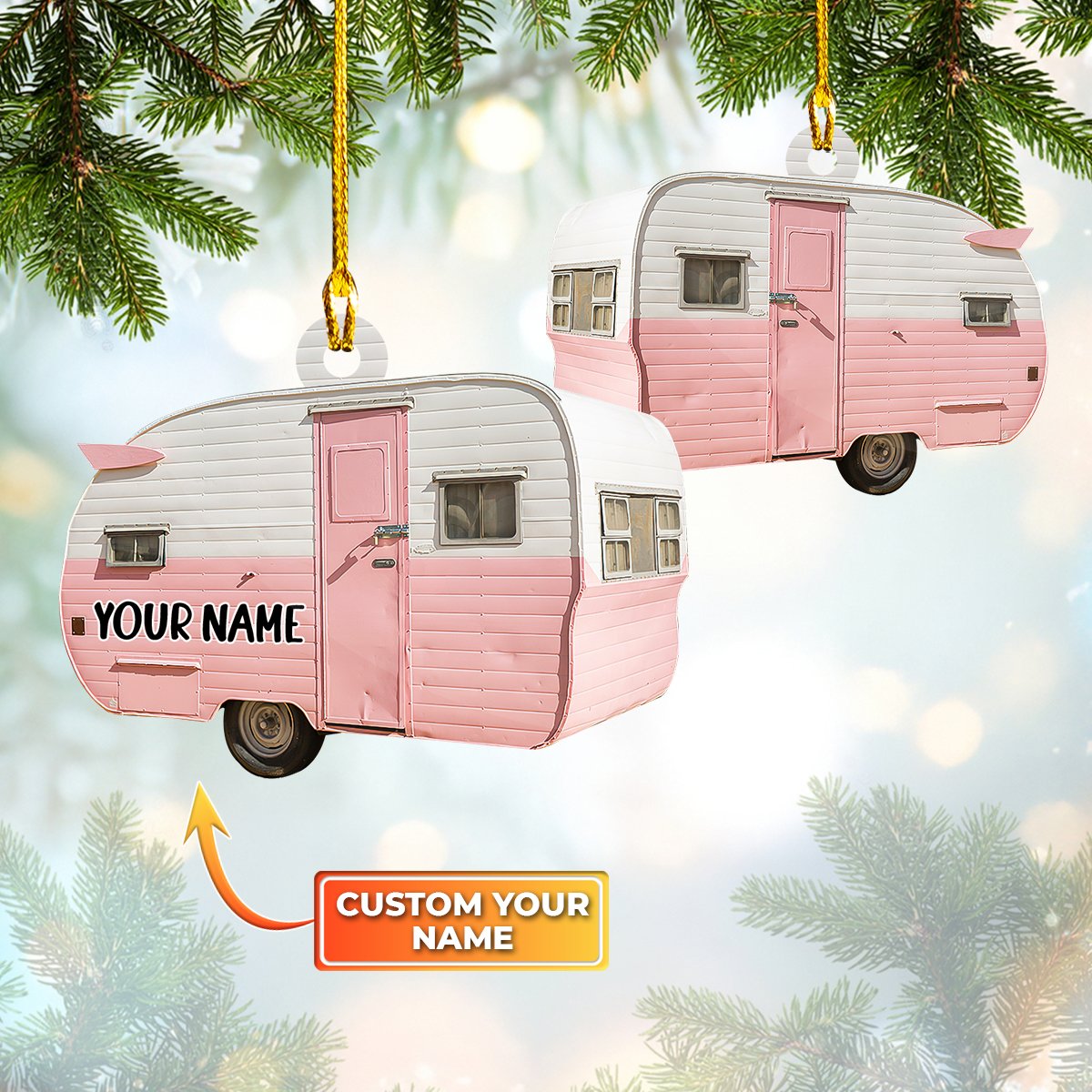 Camping RV - Personalized Camping Ornament (Printed On Both Sides) 1022