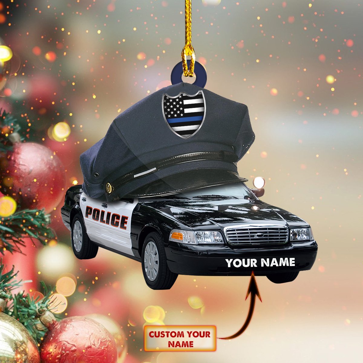 Police Car - Personalized Police Officer Ornament (Printed On Both Sides) 1022