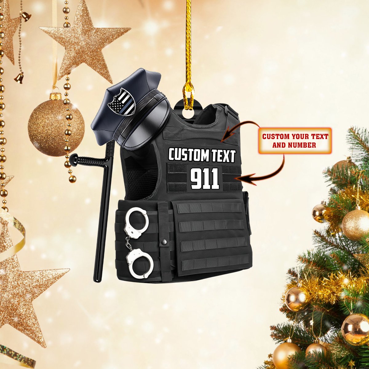 Police Vest - Personalized Police Officer Ornament (Printed On Both Sides) 1022